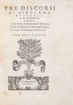 Ruscelli (Girolamo) Tre Discorsi... à m. Ludovico Dolce, first edition, Venice, Plinio Pietrasant...