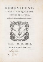 Rallying the Athenians.- Demosthenes. Orationes quatuor contra Philippum, scarce, Venice, Sons of...