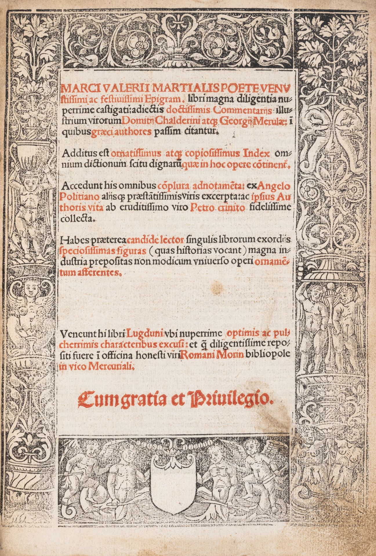 Martialis (Marcus Valerius) Epigrammata Libri magna..., Lyons, Jean de Moylin, sold by Romain Mor...