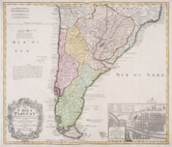 South America.- Homann Heirs Typus Geographicus Chili Paraguay Freti Magellanici &c..., 1733; tog...