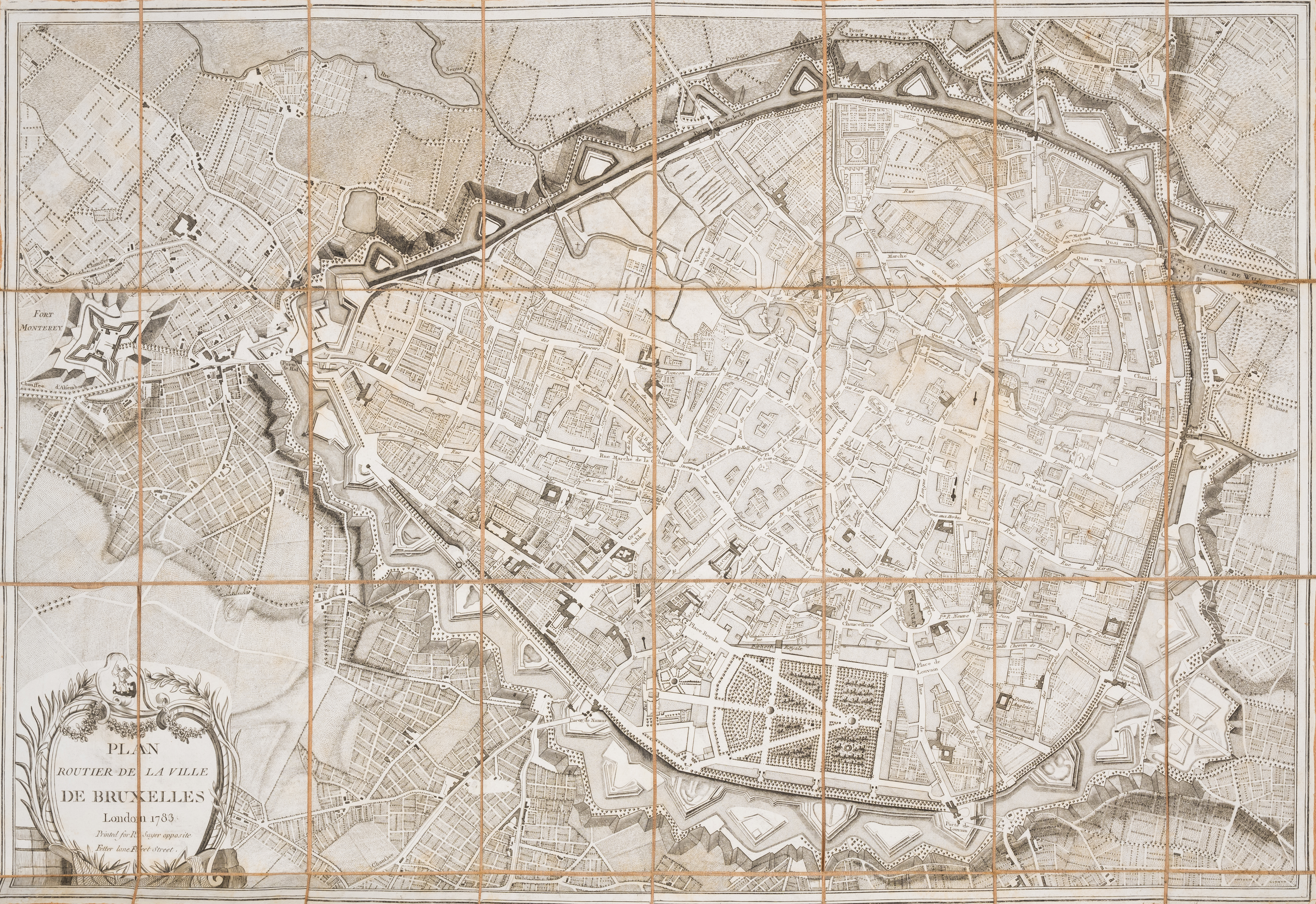 Belgium.- Sayer (Robert) Plan Routier de la Ville de Bruxelles, engraved plan, 1783