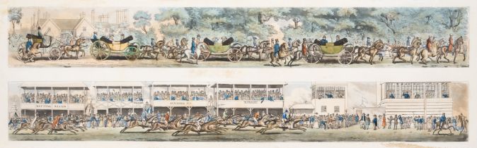 Alken (Henry) [A Trip to Ascot Races], 8 hand-coloured engraved panoramas on 4 leaves, [1827]