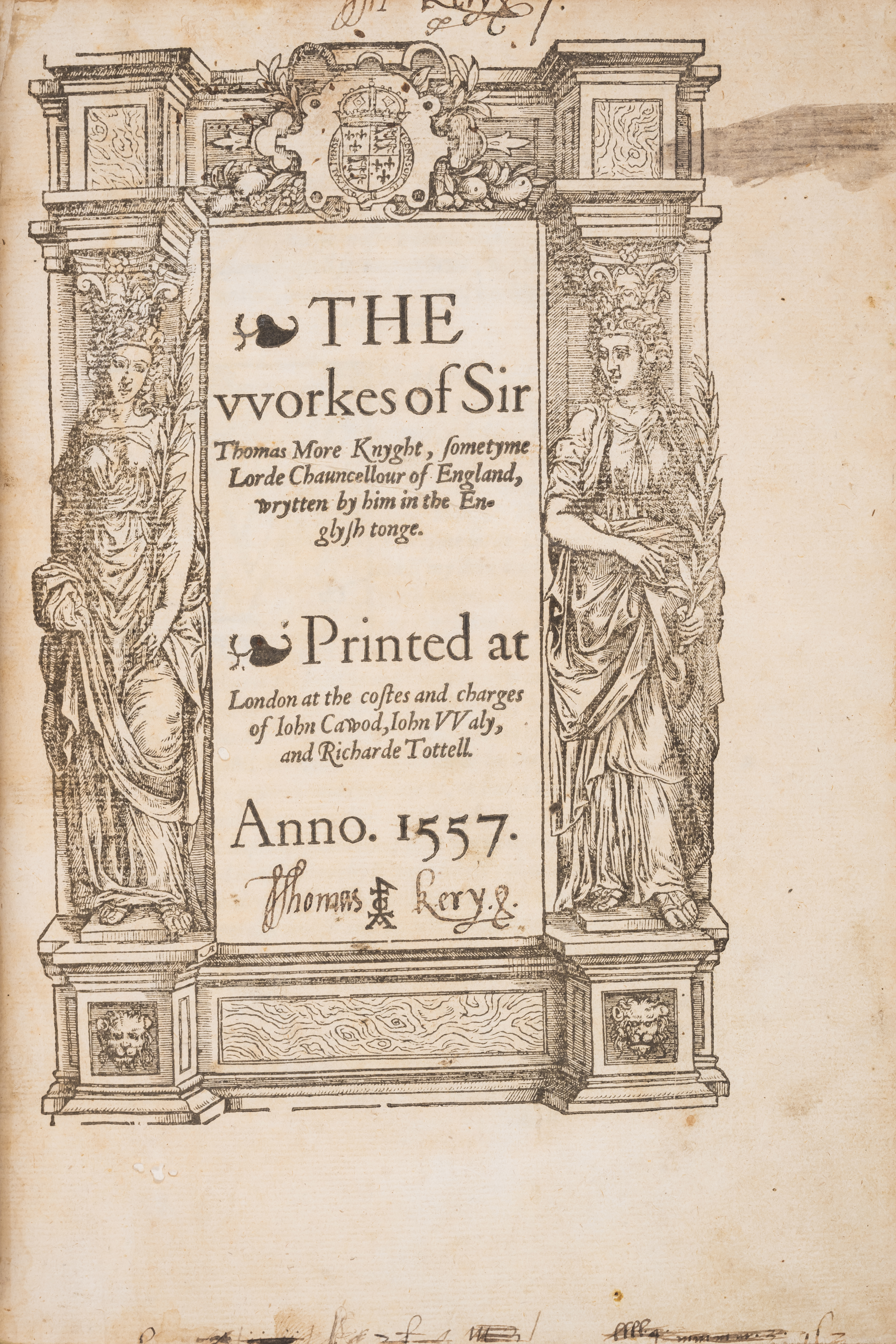 More (Sir Thomas, Saint) The Workes, first edition in English of the complete works, John Cawood,...