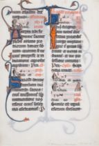 Illuminated Manuscript.- Leaf from the Beauvais Missal, in Latin, illuminated manuscript on parch...