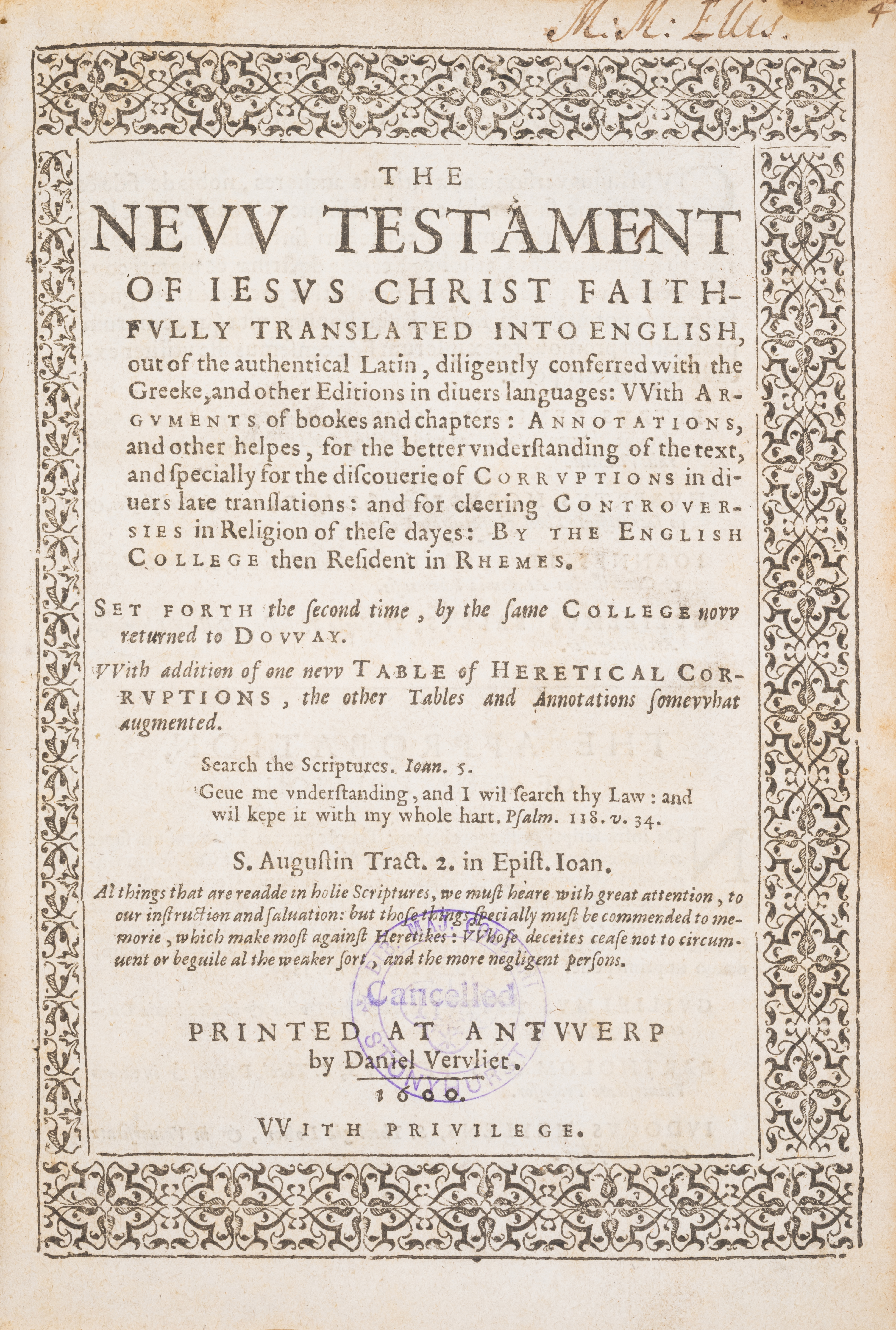 Bible, English. The New Testament of Jesus Christ faithfully translated into English, [Douai-Rhei...