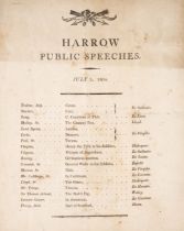 Byron.- Flyer for Harrow Public Speeches, featuring a teenage Lord Byron and Sir Robert Peel,  Ju...