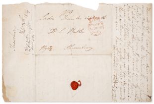 Byron (Lord George Gordon Noel, sixth Baron Byron) Autograph address panel signed to Dr Samuel Bu...
