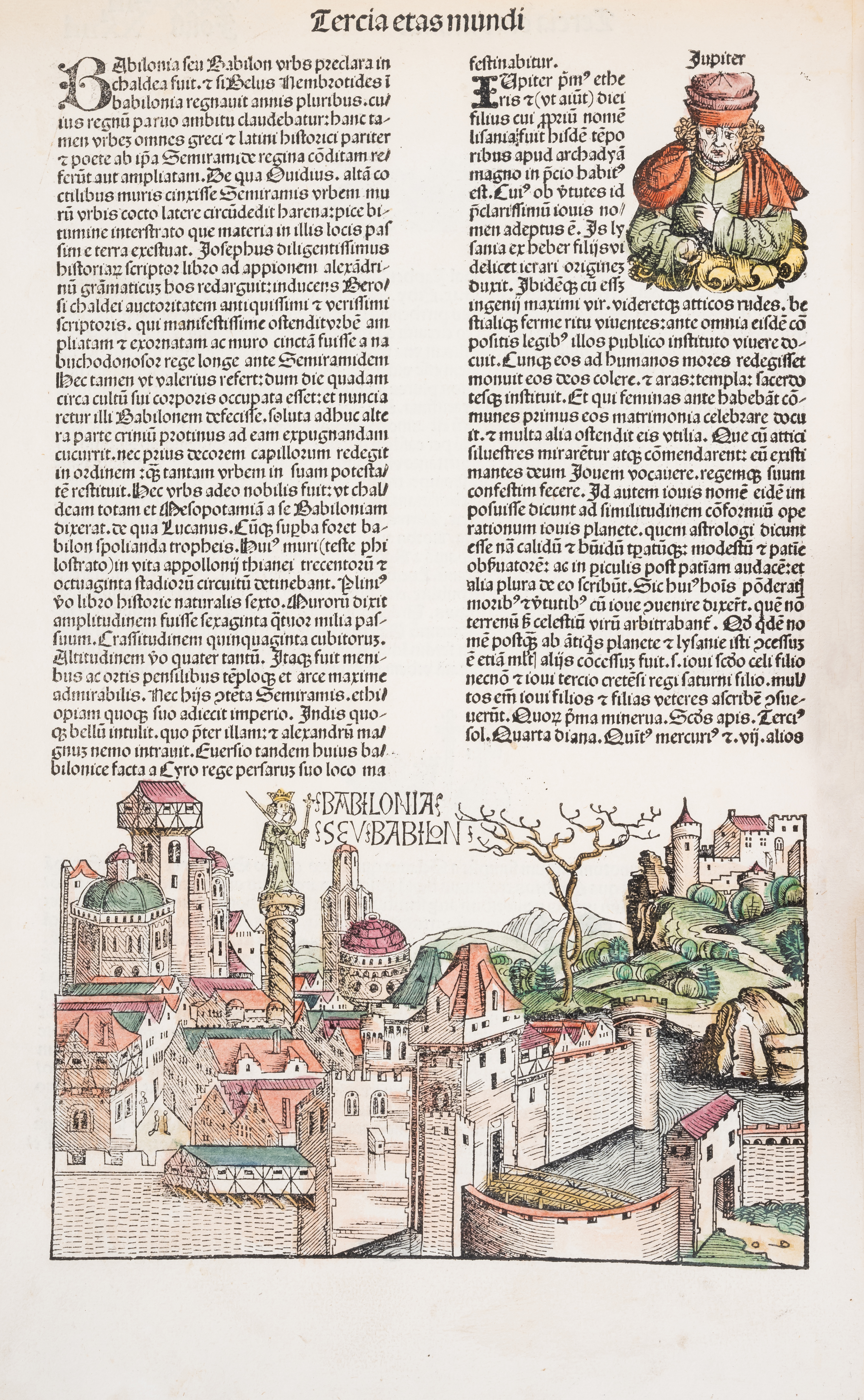 Schedel (Hartmann) [Four leaves from the Liber Chronicarum, or Nuremberg Chronicle], [Nuremberg],...