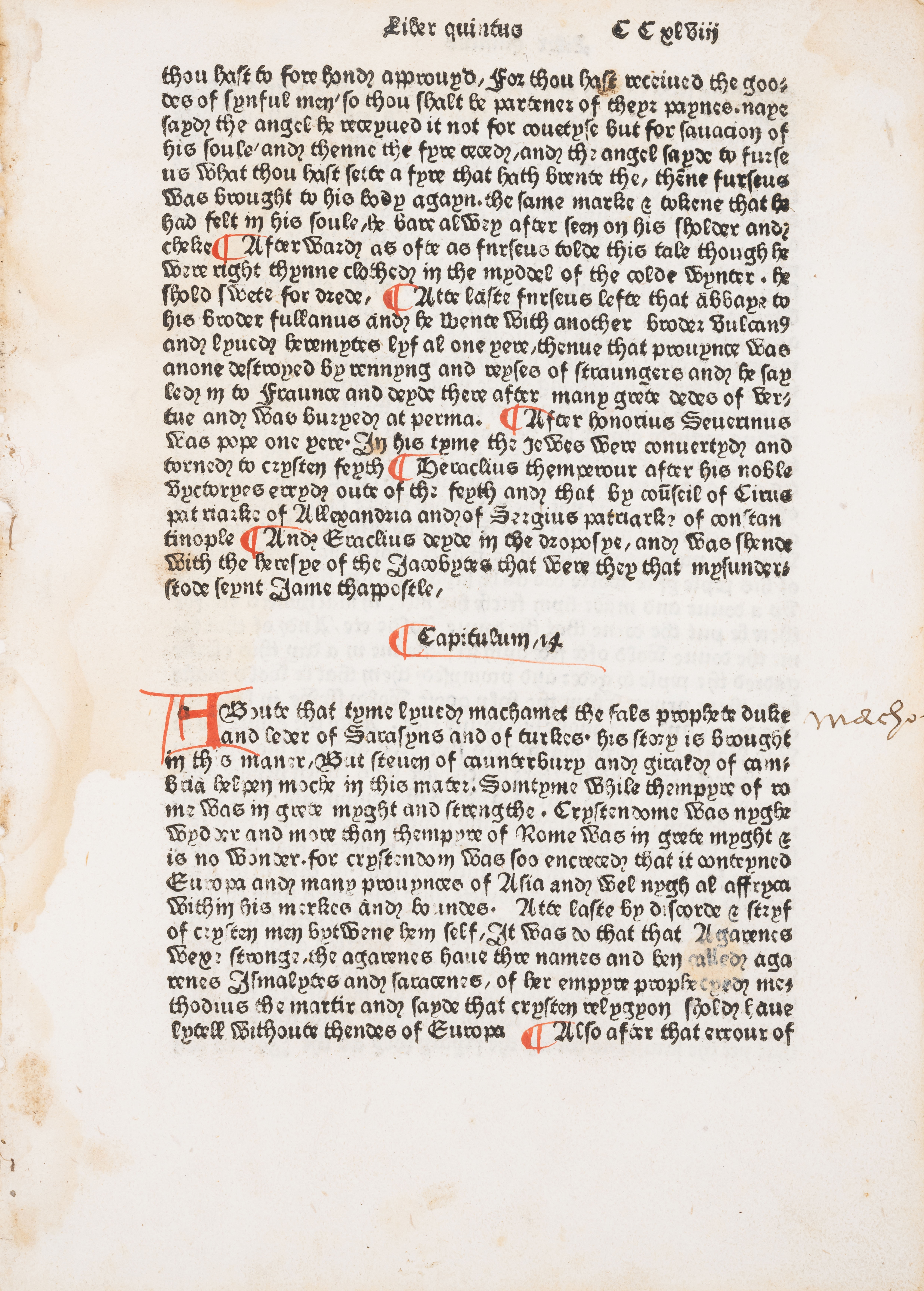 Caxton (William).- Original Leaf (An) from the Polycronicon printed by William Caxton at Westmins...