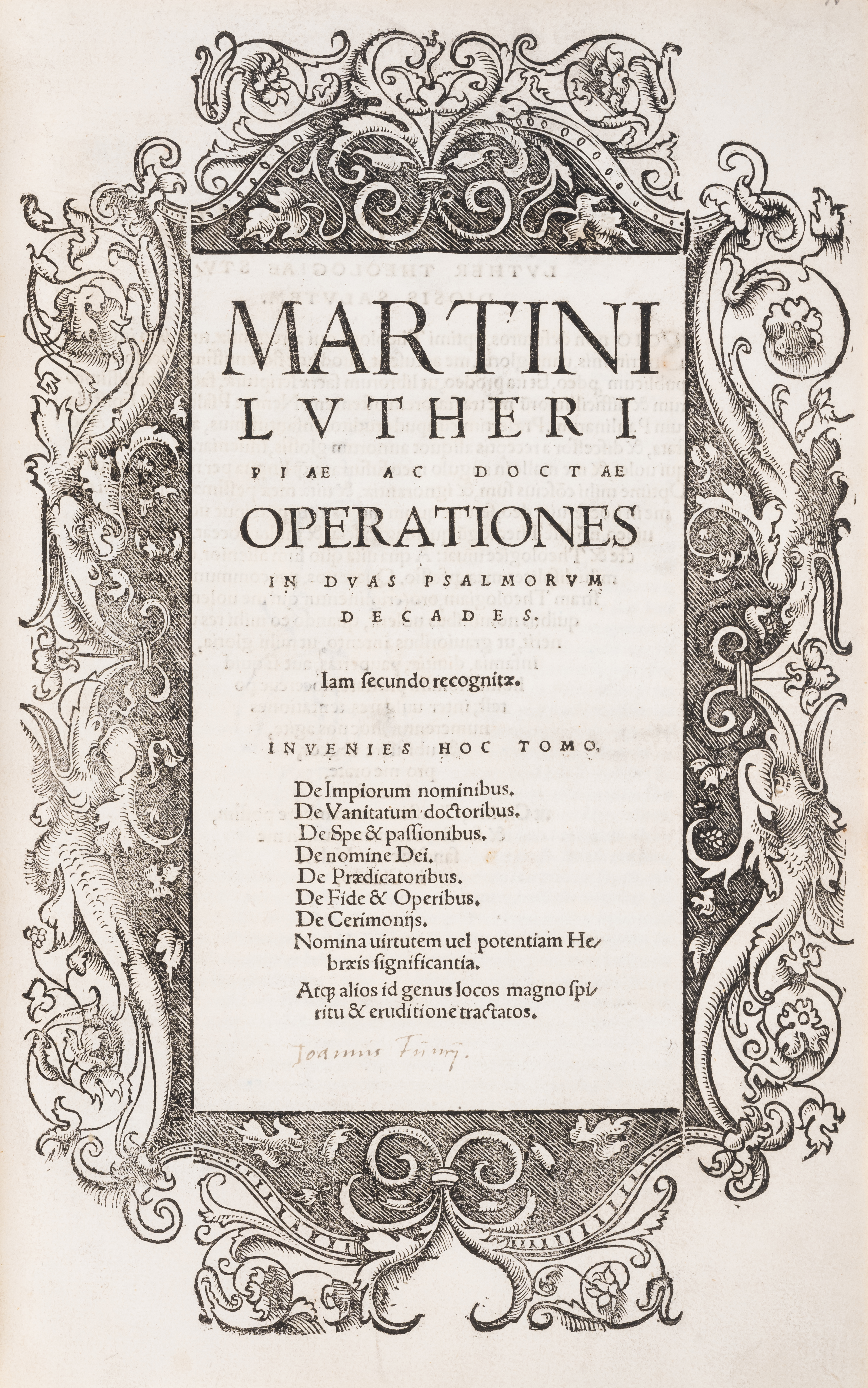 Luther (Martin) Operationes in duas psalmorum decades. Iam secundo recognitæ, [Basel], [Adam Petr...