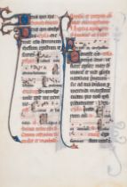 Illuminated Manuscript.- Leaf from the Beauvais Missal, with three animal-headed drollery creatur...