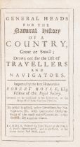 America.- Early travel guide.- Boyle (Robert) General Heads for the Natural History of a Country,...