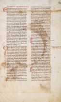 Leaf from a collection of Homilies on St. Peter and the Ascension by SS. Augustine and Jerome, in...