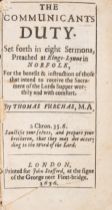Purchas (Thomas) The Communicants duty. Set forth in eight sermons, preached at Kings-Lynne in No...