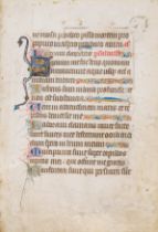 Illuminated leaves.- Single leaf from a Breviary, manuscript in Latin, on vellum, in a small Goth...