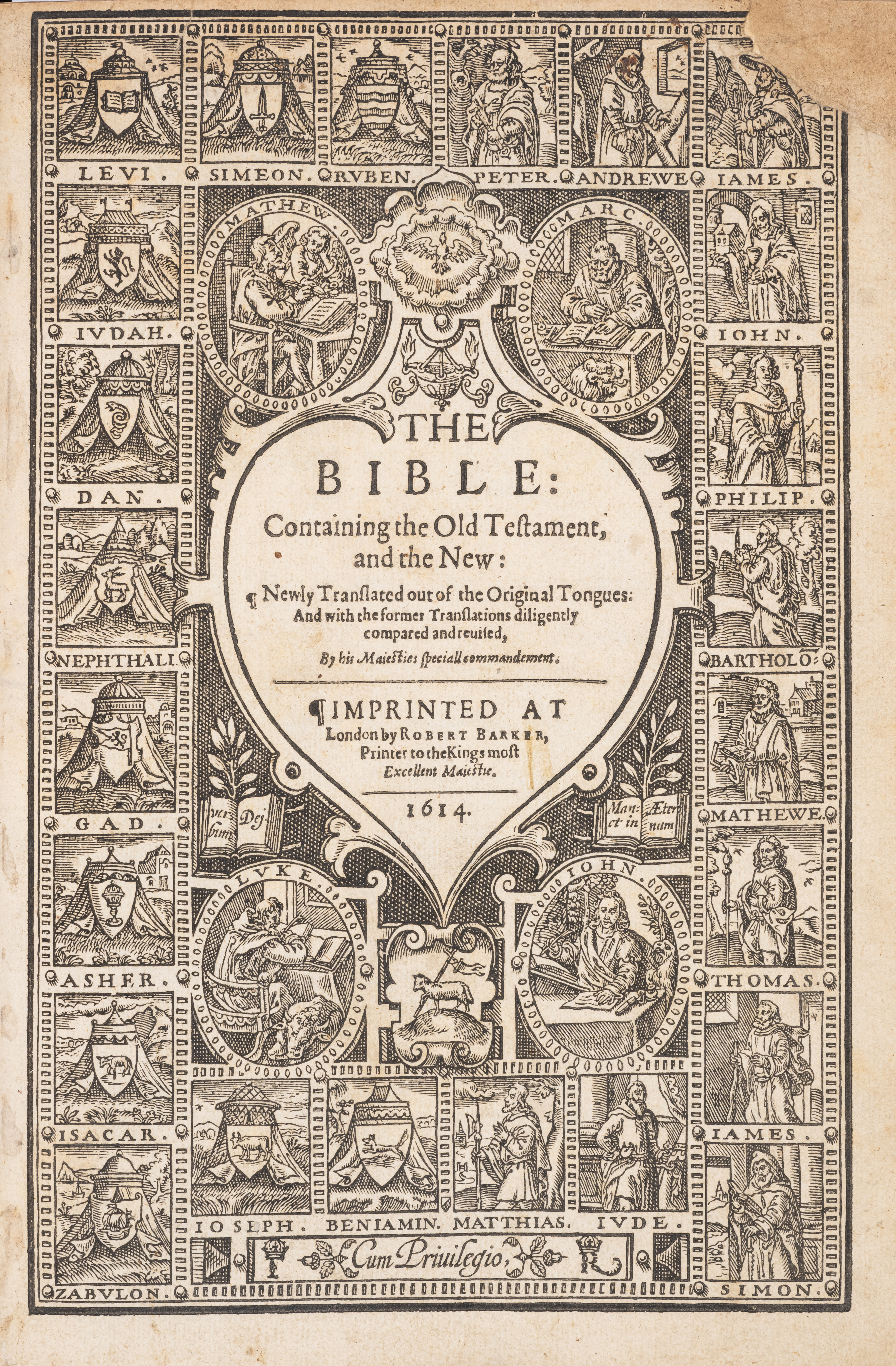 Bible, English. The Bible: Containing the Old Testament, and the New, Robert Barker, 1614 [but 16...