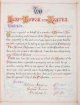 Calligraphic manuscript.- To Mess.rs Bower and Keates, calligraphic testimonial manuscript, The B...