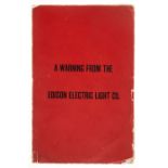 Electricity.- A Warning from the Edison Electric Light Co., [New York], [1887].