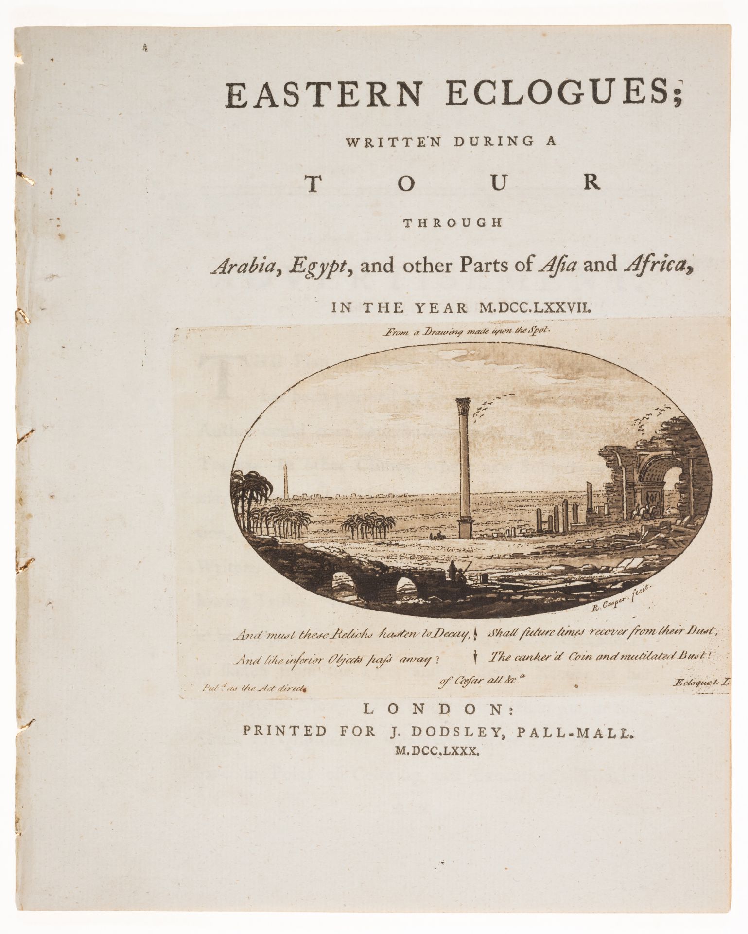 Poetry.- [Irwin (Eyles) & others.] Eastern Eclogues; written during a Tour through Arabia, Egypt,...
