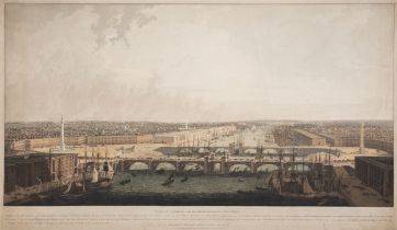 London.- Daniell (William) Four panoramic views of London ports, both realised and unrealised, et...