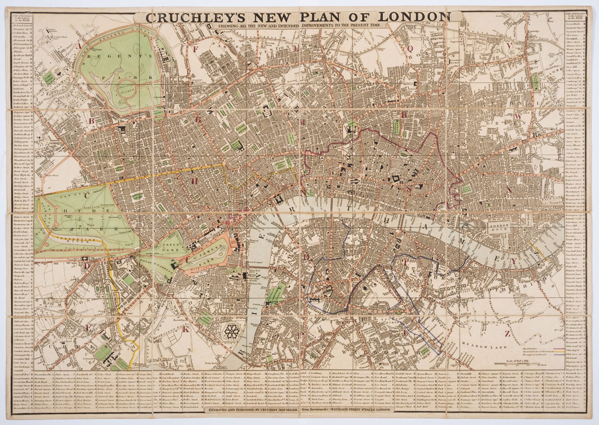 London.- Cruchley (George Frederick) Cruchley's New Plan of London Shewing all the New and Intend...