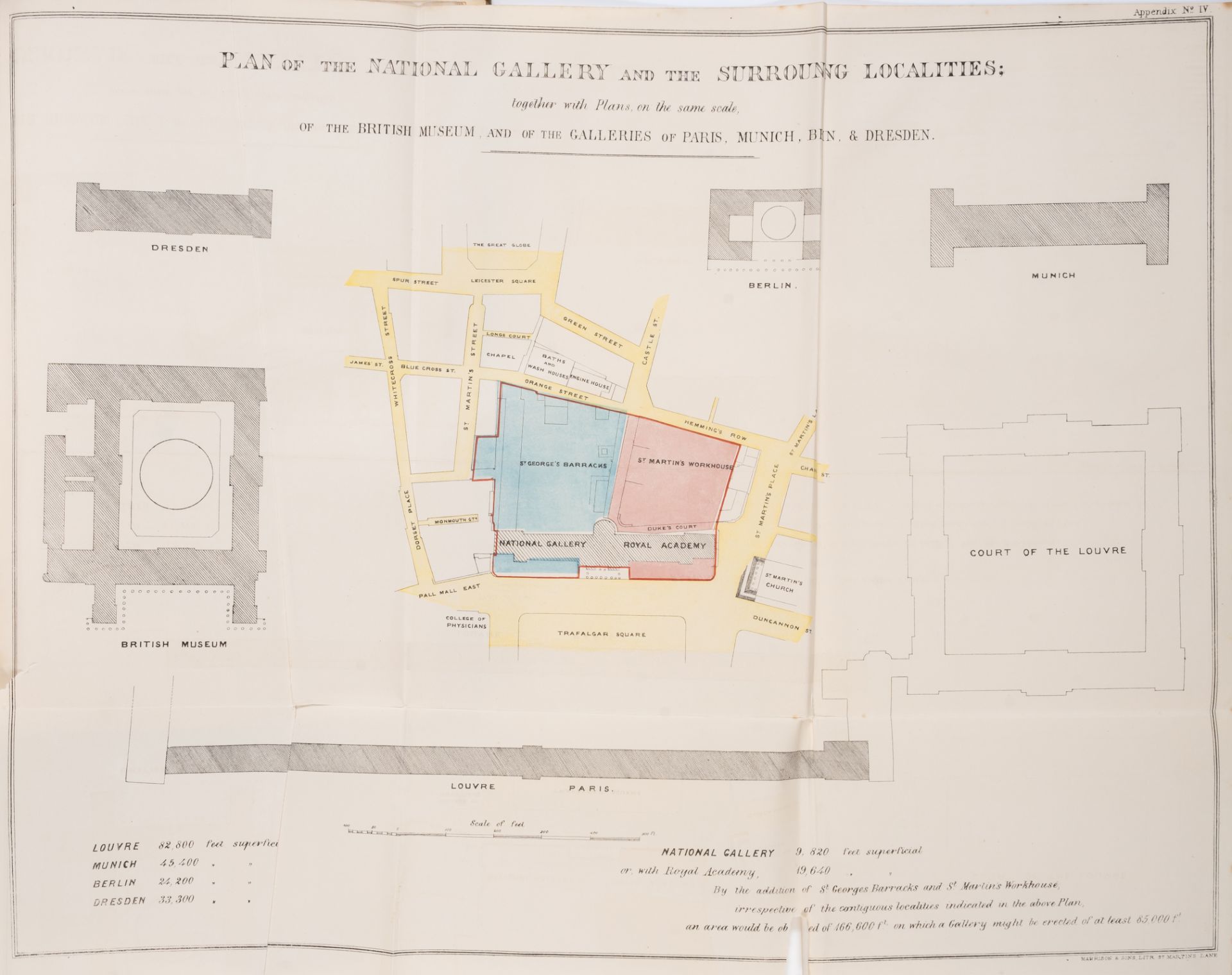 London.- Houses of Parliament. Report of the National Gallery Site Commission..., 3 colour lithog...