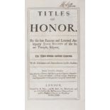 Selden (John) Titles of Honor, third edition, E. Tyler and R. Holt, for John Leigh, 1672.