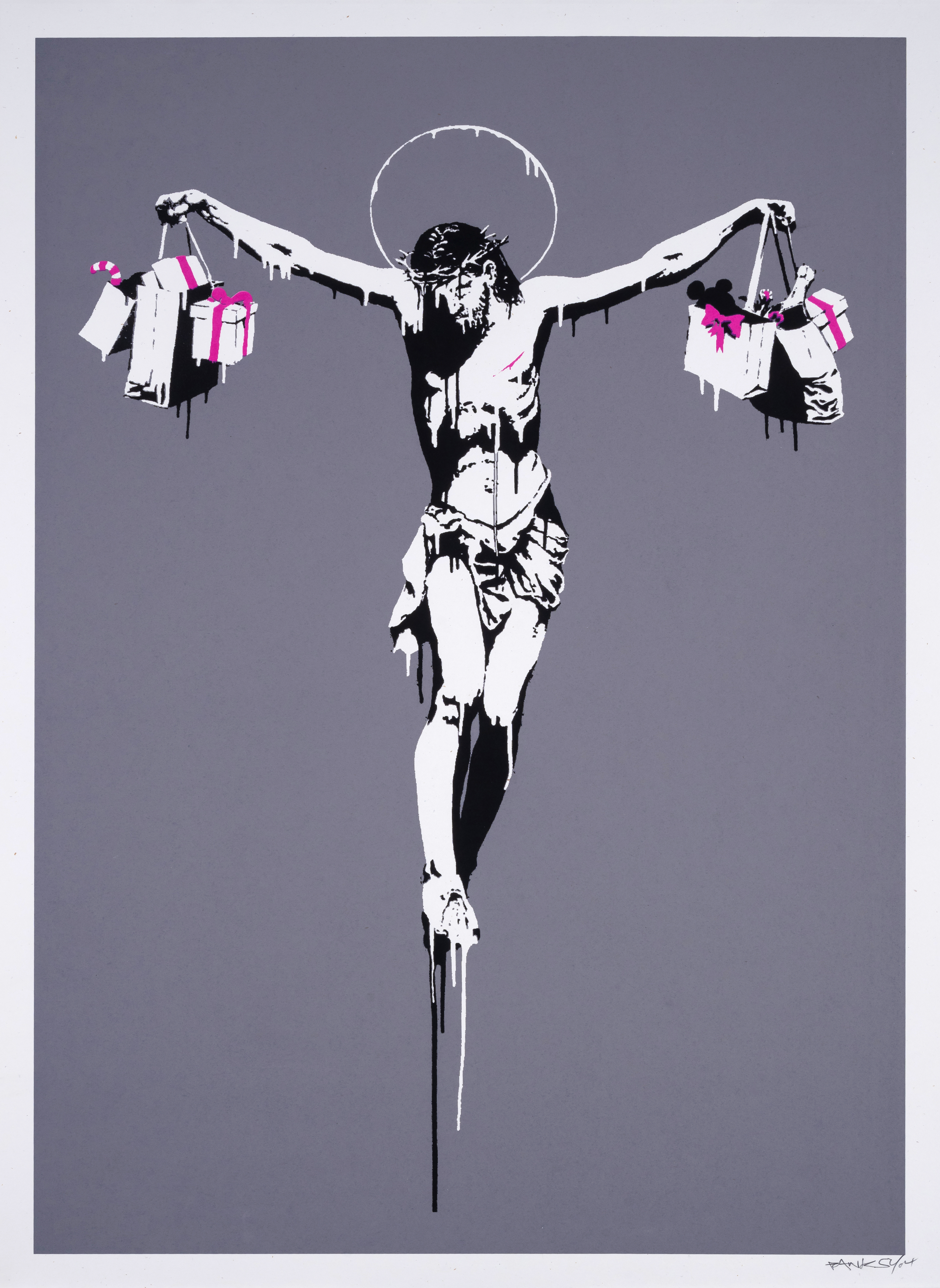 Banksy (b.1974) Christ with Shopping Bags (Signed)