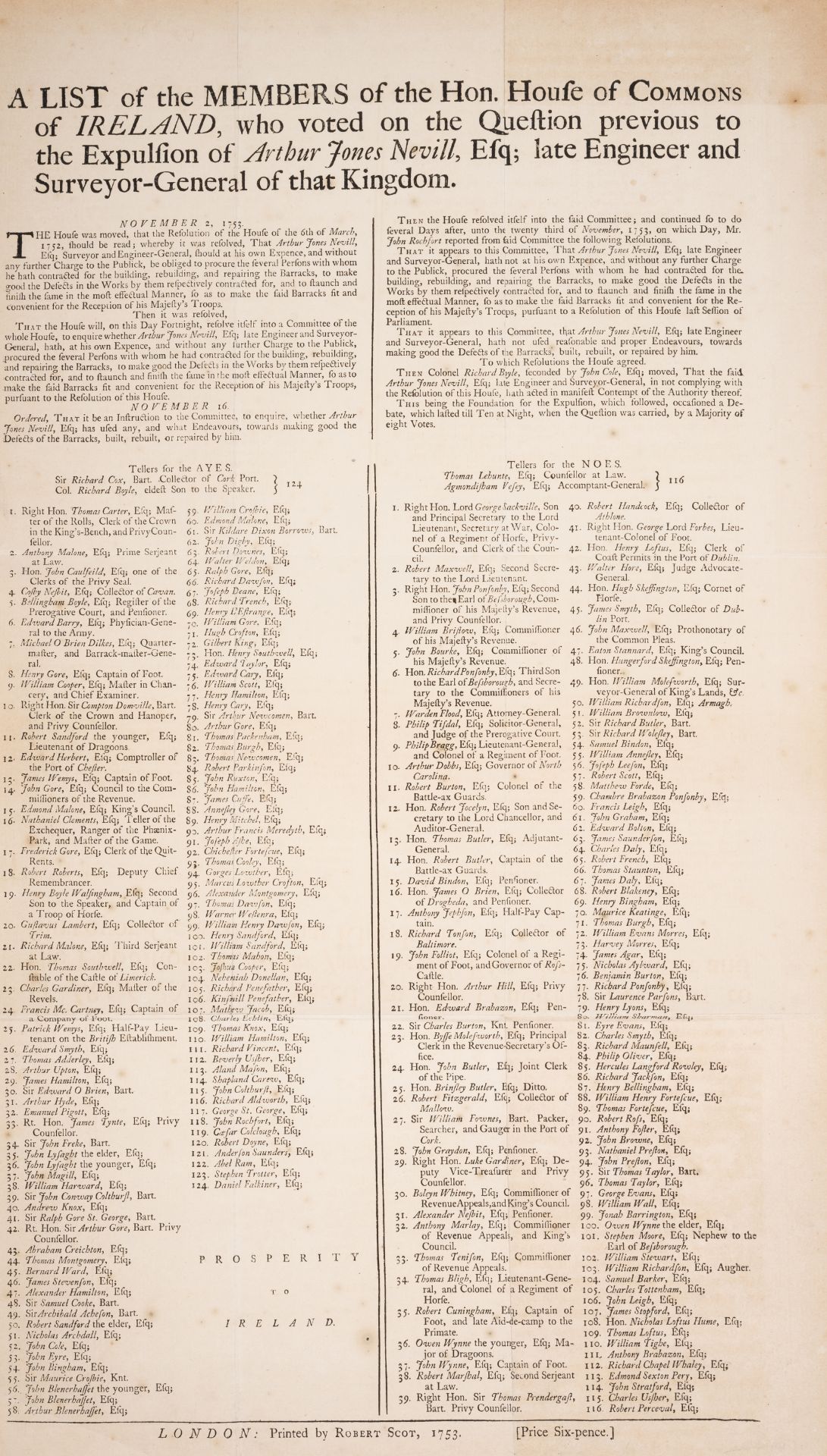 Ireland & Scotland.- House of Commons. A list of the members of the Hon. House of Commons of Irel...