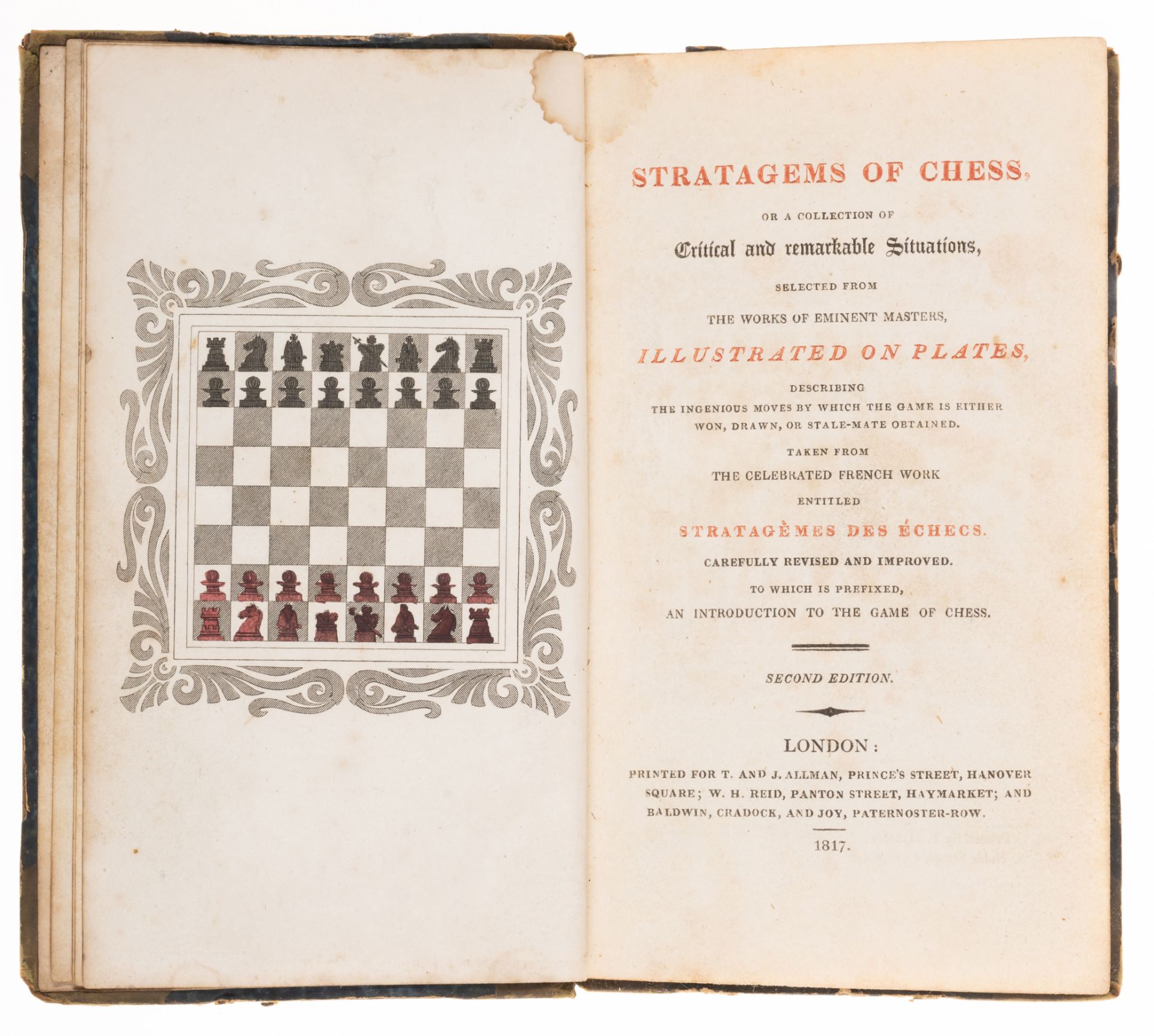 Chess.- Stratagems of Chess, second edition, 1817; and another on chess (2).