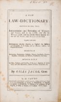 Law.- Jacob (Giles) A New Law-Dictionary, first edition, 1729.