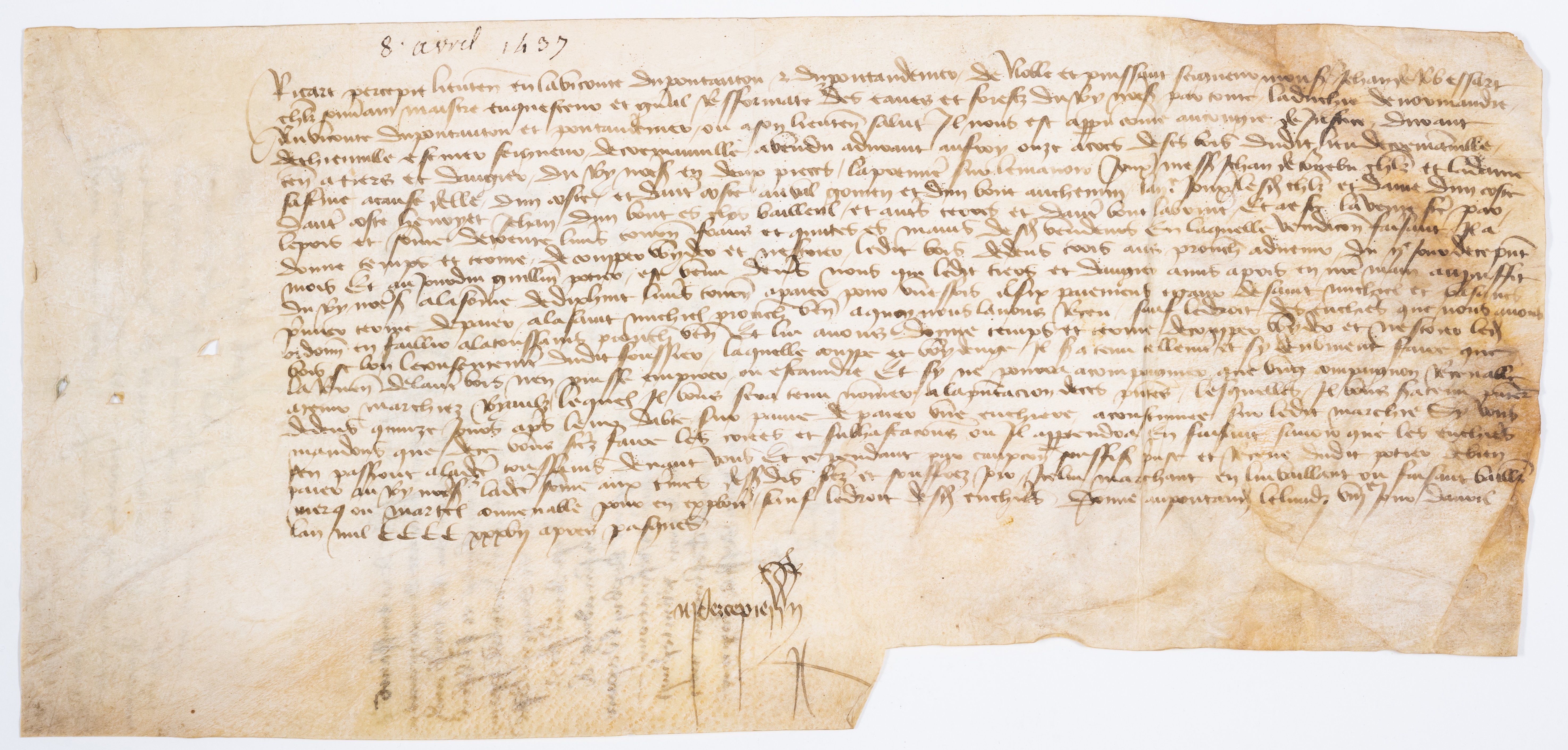 Lancastrian France.- Robessart (Sir John).- Percepie (Richard, lieutenant to Robessart)  Letter t...