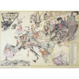 Europe.- World War II.- Vlaanderen (André) L'Europe en Sept 1939, lithograph, 1939; and letterpre...