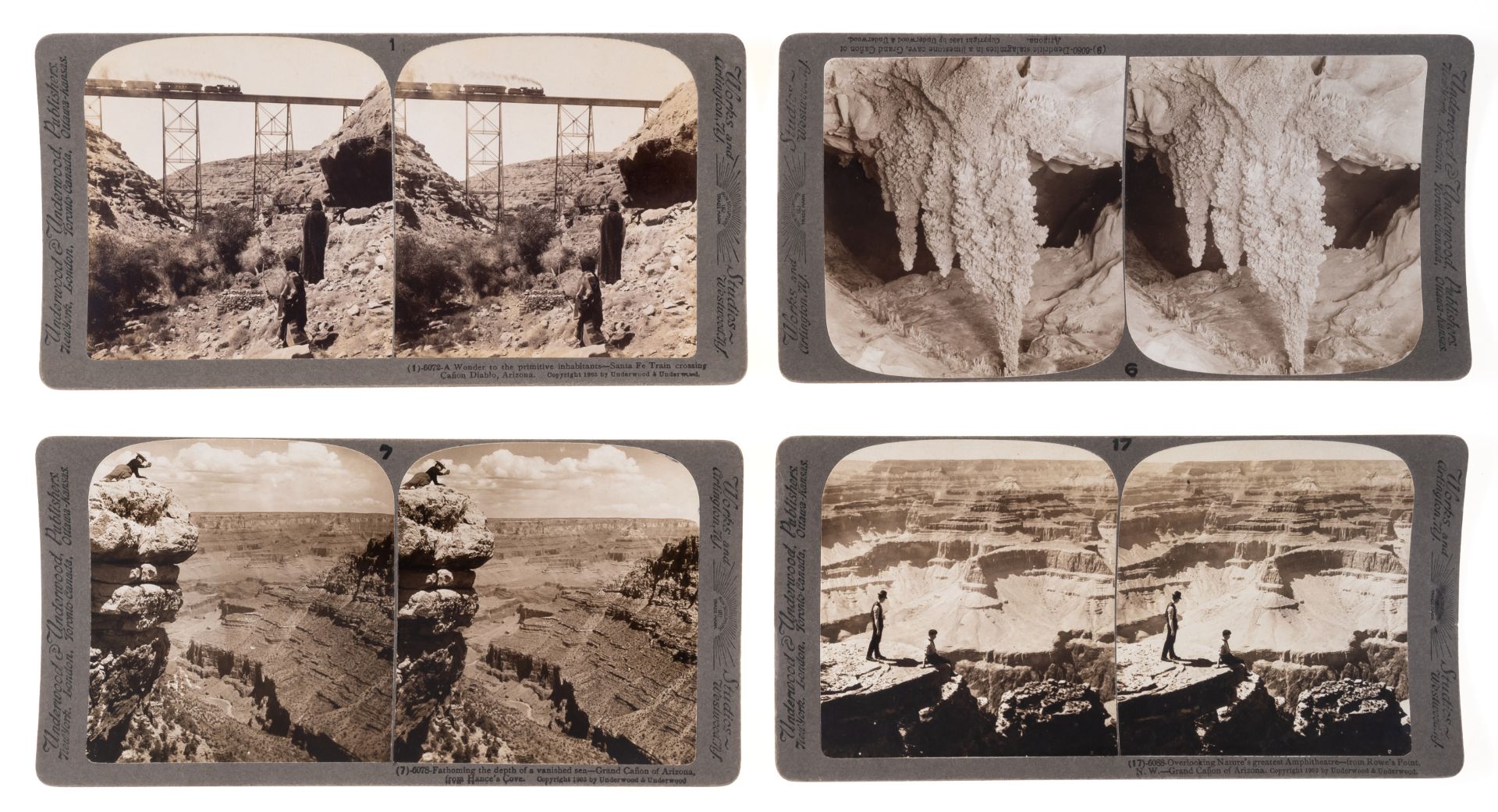 World.- Underwood & Underwood The Grand Canyon of Arizona through the Stereoscope, 18 mounted ste... - Bild 2 aus 2