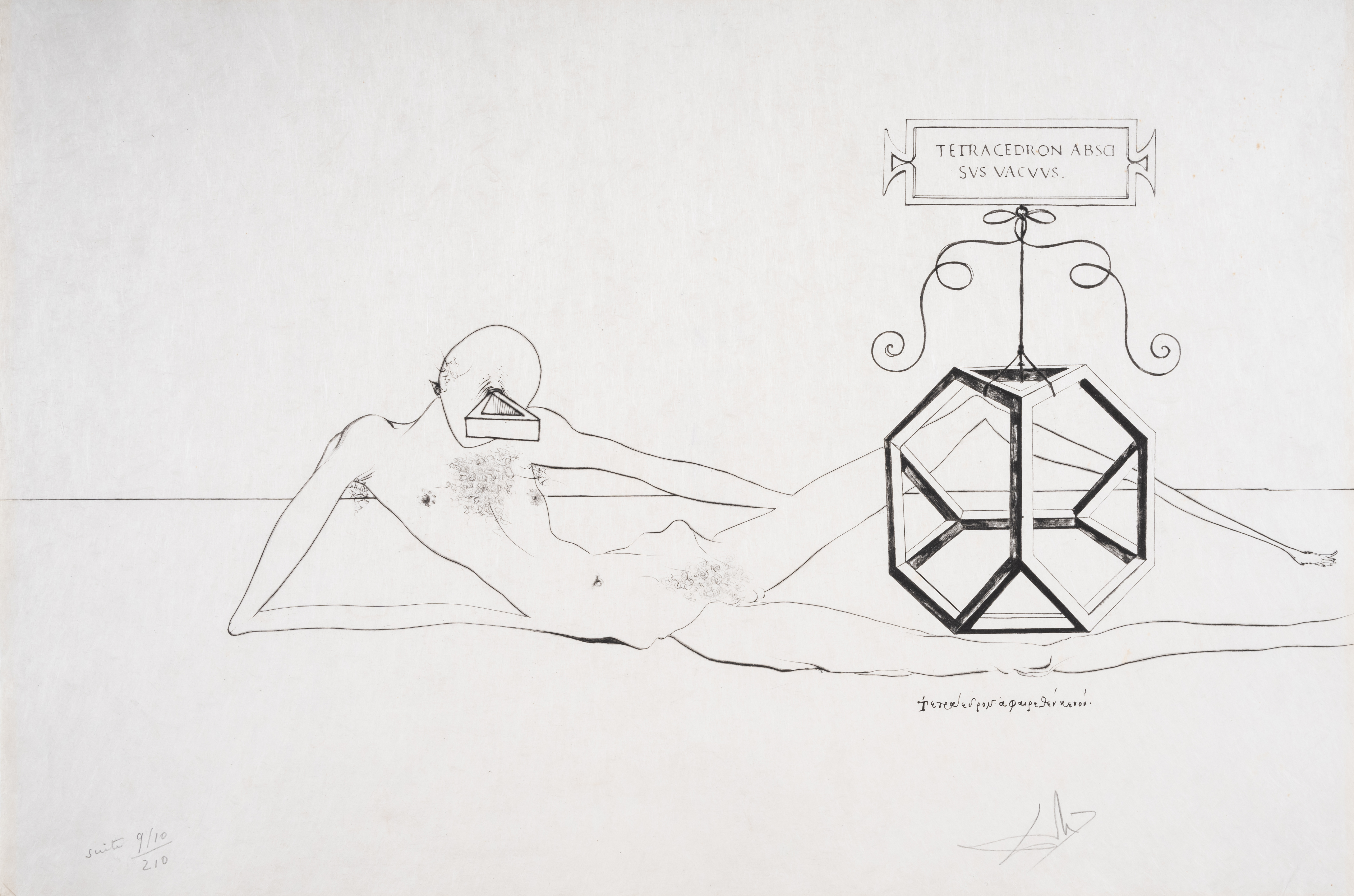 Salvador Dalí (1904-1989) L'Immortalité tetraédrique du cube, from Dix recettes d'immortalité (Fi...