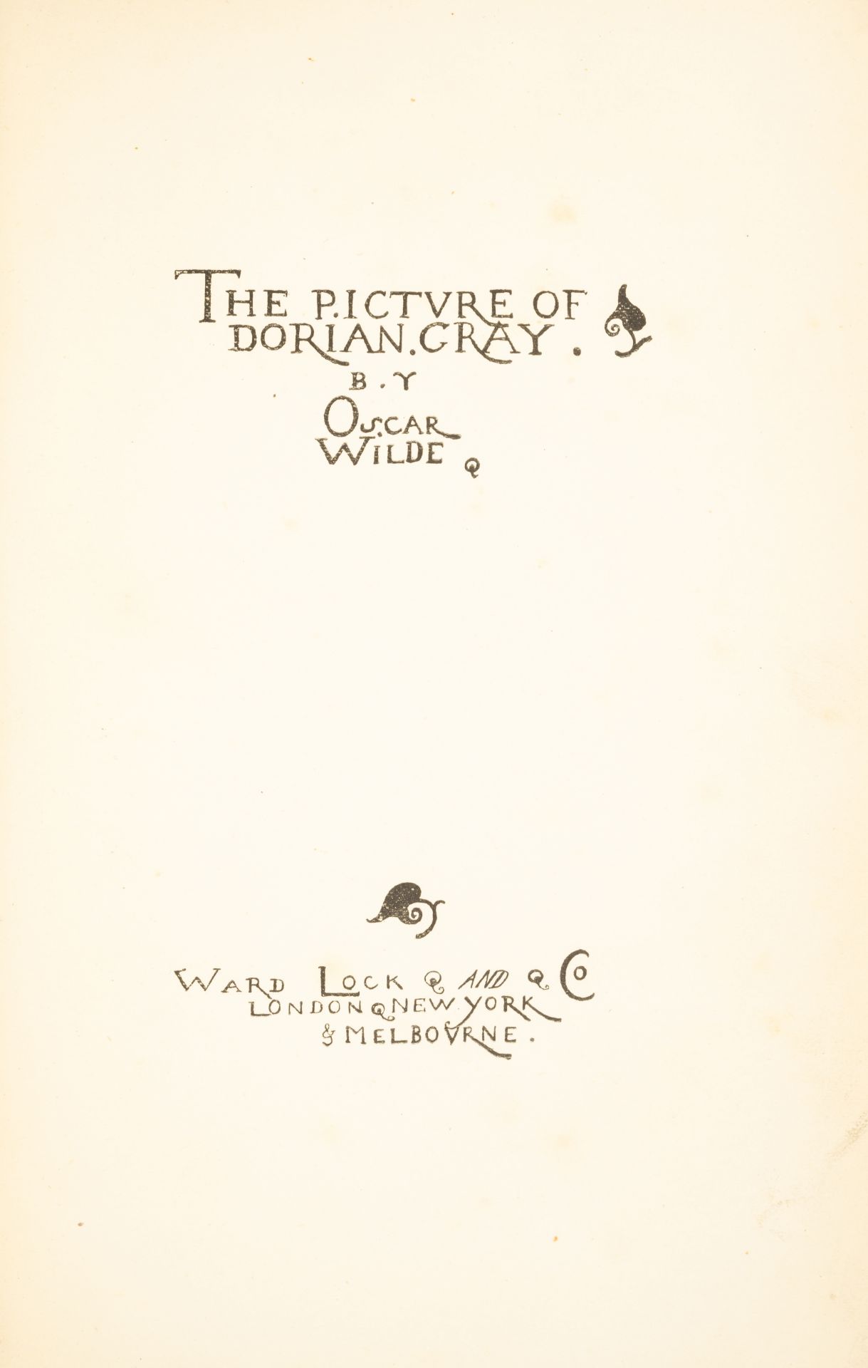 Wilde (Oscar) The Picture of Dorian Gray, second edition, [1895].