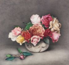 Detmold (Edward Julius) Roses in a bowl, watercolour, [early 20th century]