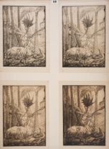 Detmold (Edward Julius) Four variant working proof impressions of 'Rhinoceros', Elephant, and Cra...