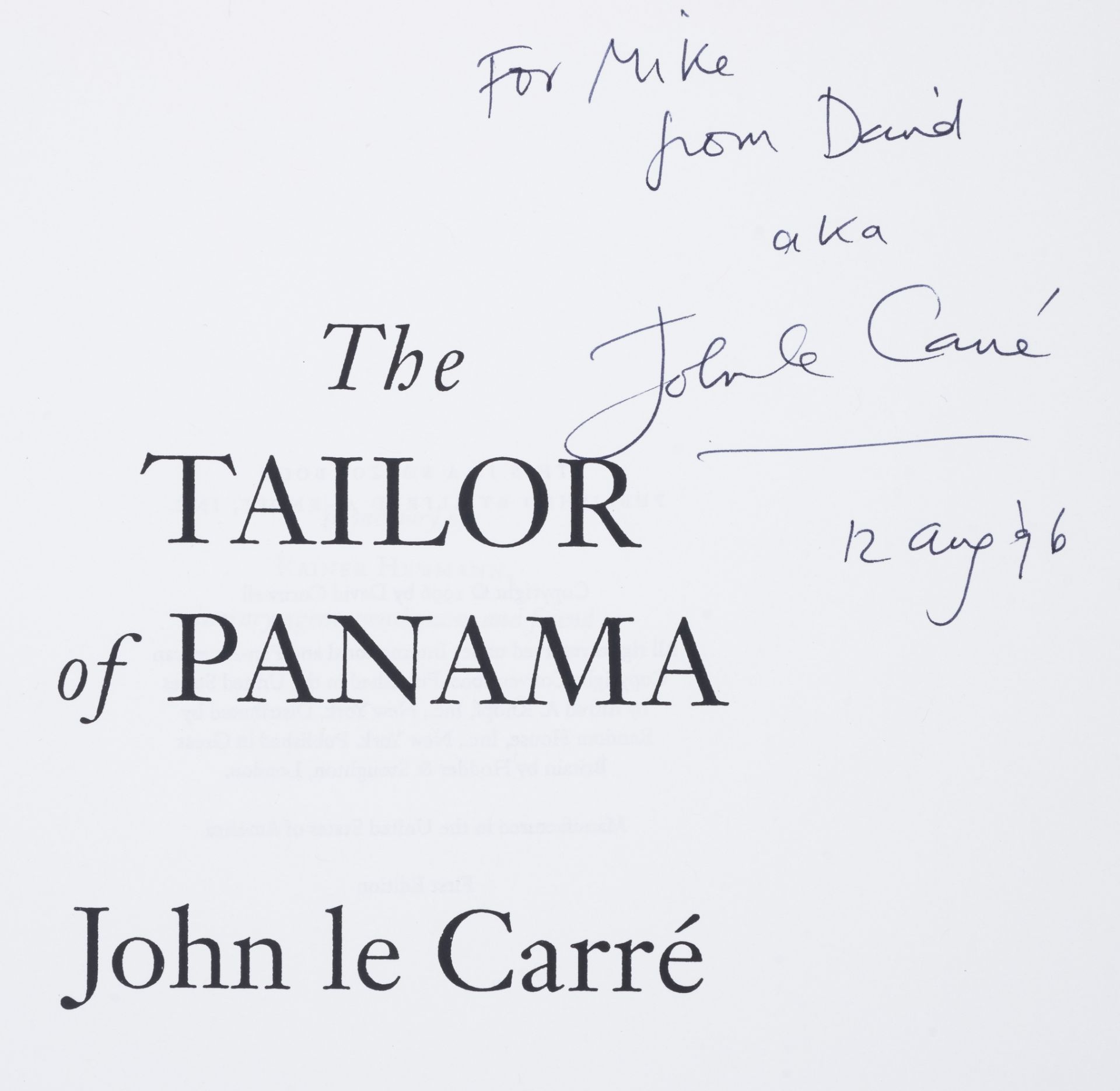 le Carré (John) The Tailor of Panama, special presentation proof copy, signed by the author, 1996. - Bild 2 aus 2