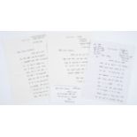 le Carré (John) A group of three Autograph Letters and a card, all signed by the author "David Co...