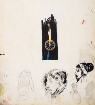 Nielsen (Kay) Sheet of head studies, and a knife in a lemon, pen and inks, watercolour, [early 20...