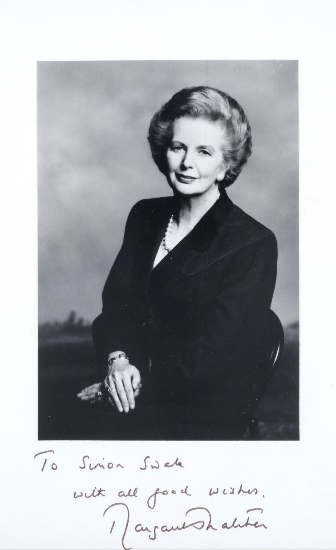 Thatcher (Margaret).- Official portrait photograph and signature, 1991.
