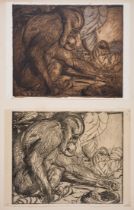 Detmold (Edward Julius) Six variant working proof impressions of 'Ape', etchings with drypoint an...