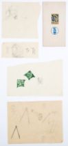 Philately.- Dulac (Edmund) Collection of over 65 original studies and tracings of designs for pos...