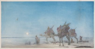 Detmold (Edward Julius) Desert sunset with camels [two variant impressions], etchings printed in ...