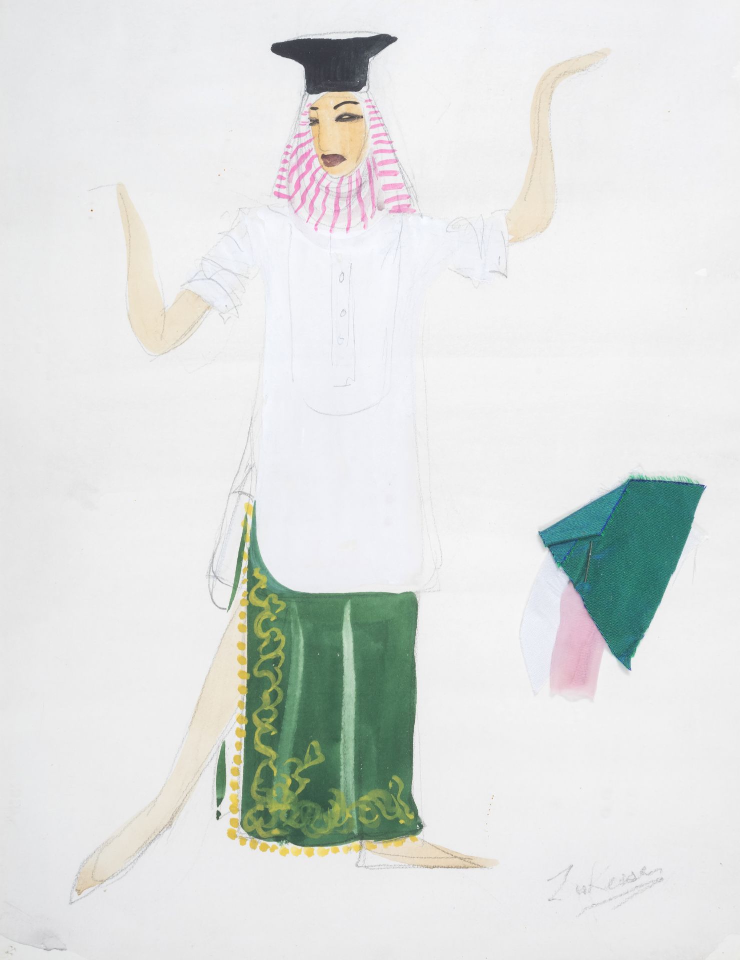 Theatre.- Zinkeisen (Doris Clare) Two costume designs of Japanese and Middle Eastern inspired dre... - Image 2 of 2