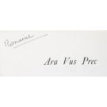 Eliot (T.S.) Ara Vus [sic] Prec, first edition, one of 220 copies, ink ownership inscription of R...