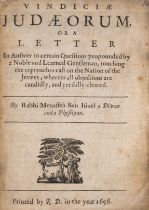 Jewish settlement in England.- Menasseh ben Israel. Vindiciae Judaeorum, or a Letter In Answer to...