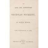 Dickens' bookplate.- Dickens (Charles) The Life and Adventures of Nicholas Nickleby, 1 vol. bound...