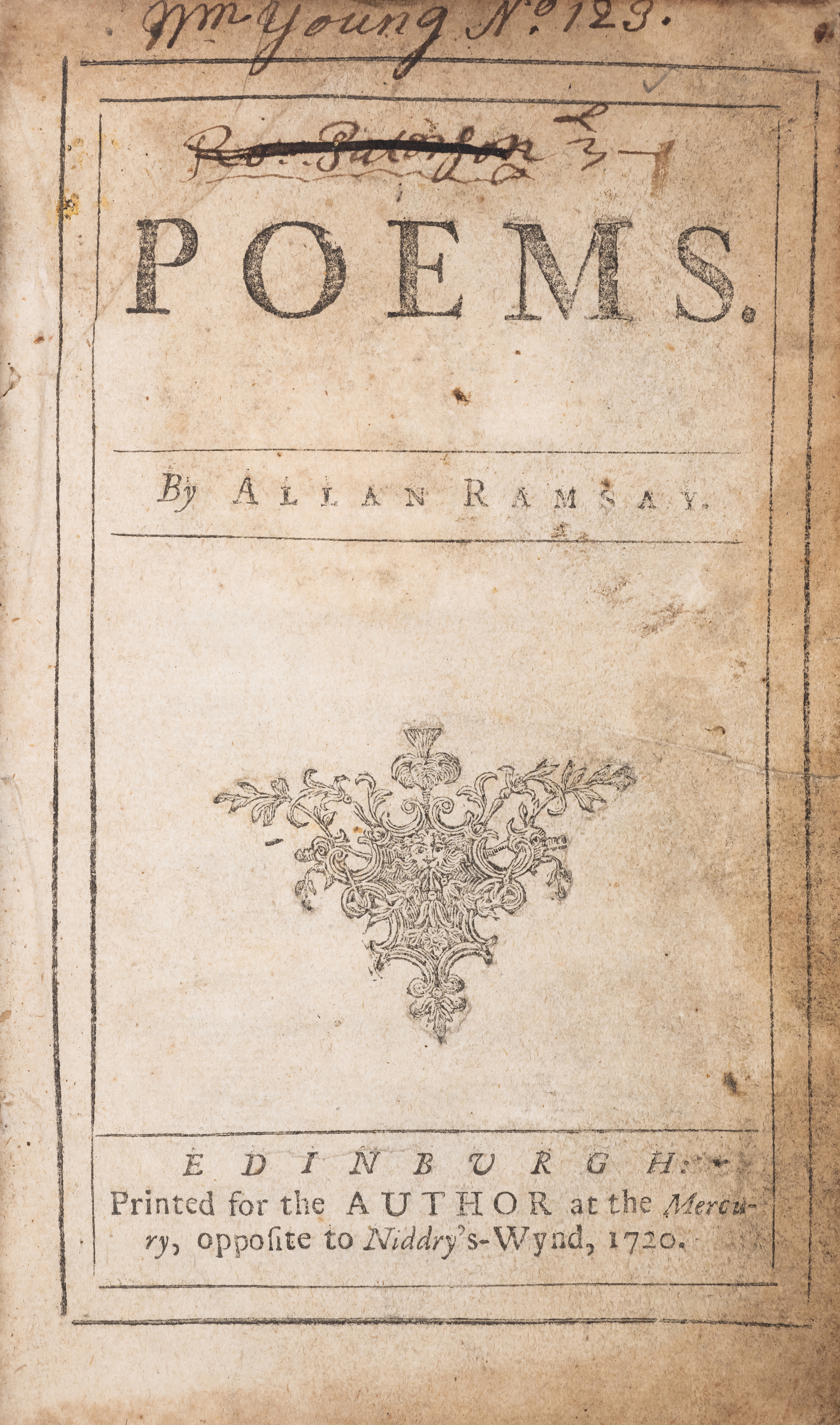 Ramsay (Allan) Poems, first collected edition, eighth issue, Edinburgh, for the Author, 1720 [but...